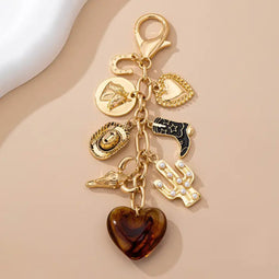 Western Brown Heart Boot Bag Charm