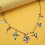 Western Cross Cowboy Hat Charm Necklace
