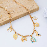 Western Turquoise Horseshoe Bow Boot Charm Necklace