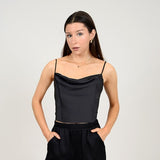 Connie Crop Satin Tank