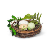 Nest with Eggs & Leaves