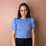 Shayne Poplin Smocked Bodice Blouse